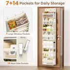 Mefirt Over The Door Organizer, 7 Tier Door Hanging Organizers with 7 Large Pockets 14 Side Pockets, Behind Door Storage Hanging Shelves for Closet Bathroom Bedroom Nursery - Image 4