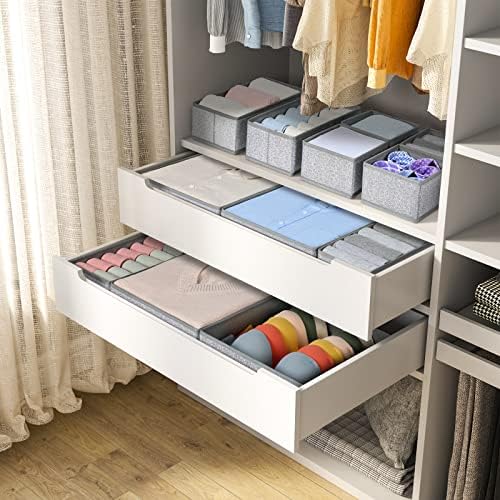 DIMJ Drawer Organizers - 12 Pack Foldable Closet & Sock Organizers, Fabric Dresser Drawer Dividers for Clothes, Underwear, Bras, Socks - Image 5