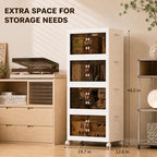 4 Tier Stackable Storage Bins with Lid, Total 144QT (4x36QT) Foldable Closet Organizer with Wheels, Collapsible Plastic Storage Boxes for Clothes, Toys, Kitchen, Office, and Dorm Room - Image 2