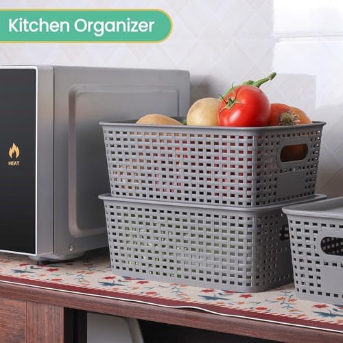 Ohmlove 8 Pack Plastic Storage Baskets with Lids for Organization - Image 6