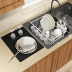 MAJALiS White Expandable Dish Drying Rack Over Sink with Extra Drying Mat by MAJALiS