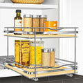 LYNK PROFESSIONAL® Élite™ Pull Out Spice Organization for Cabinets - 10-3/8 inch Wide – Spice Rack for Inside Cabinets – Wood/Chrome - Sliding Spice Rack Organizer for cabinet – Spice Rack - 2 Tier by LYNKPROFESSIONAL