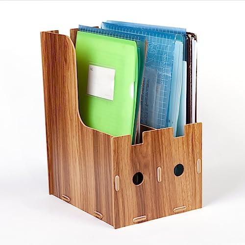 Desk File Sorter Organizer, Wooden Desk Organizer, Magazine Book File Stand Organizer, Desktop Bookshelf Storage Rack for Office Home - Image 7