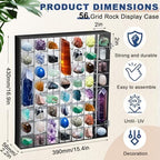 Cinnvoice Rock Display Case 56 Grids,Black Border,Square - Image 2