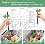 Fanbsy Large Dish Drainer Rack in Sink Adjustable, Expandable 304 Stainless Steel Metal Dish Drying Rack Organizer with Stainless Steel Utensil Holder Over Inside Sink Counter, Rustproof - Image 6