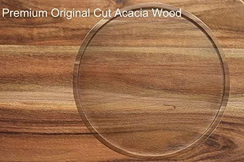 16" Acacia Wood Lazy Susan Organizer Kitchen Turntable for Cabinet Pantry Table Organization - Image 4