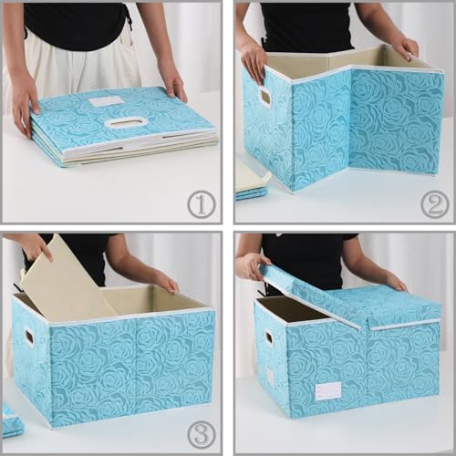 PRANDOM Extra Large Collapsible Storage Cubes with Lids Fabric Decorative Storage Bins Boxes Organizer Baskets with Cover Handles for Bedroom Closet Living Room 19.6x15.7x11.8 Inch 3 Pack - Image 6