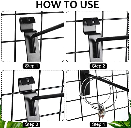 Oudain Gridwall Peg Hooks, Black Metal Hangers, 25 Pack, 12 Inch - Image 4