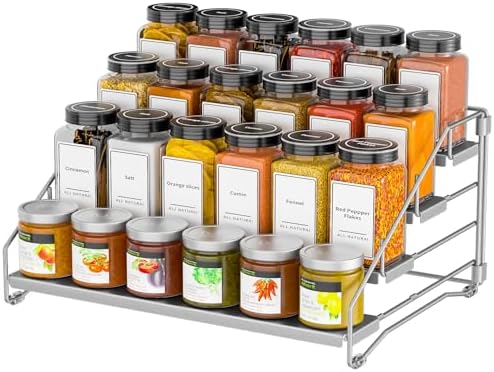 BOIVSHI Spice Organizer for Cabinet, Depth Adjustable Spicy Shelf, Gray by BOIVSHI