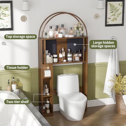 Arched Over The Toilet Storage Cabinet, Bathroom Storage Cabinet, Walnut - Image 3