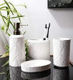 Hymmah Bathroom Accessories Set,Toothbrush Holder,Farmhouse Decor,4 Pcs Resin Gift Apartment Necessities, Contain Toothbrush Cup,Soap Dispenser & Dish,Tumbler - Image 3