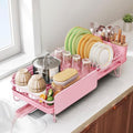SNTD Large Dish Drying Rack for Kitchen Counter, Expandable, Pink by SNTD