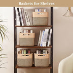 OIAHOMY 4 Pack Storage Basket, 13"x9"x7.8" Cotton Rope Baskets for Shelves, Closet Organizer for Bedroom & Living Room, Soft Decorative Bins for Organizing Towels, Books & Toys, Brown & Black - Image 6