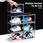 NYZE 12 Pack Acrylic Shoe Boxes Side Open, Clear Shoe Box Plastic Stackable, Shoe Storage Organizer with Magnetic Door, Shoe Display Shoe Containers with Lids Fits Up to Size 15 - Image 6