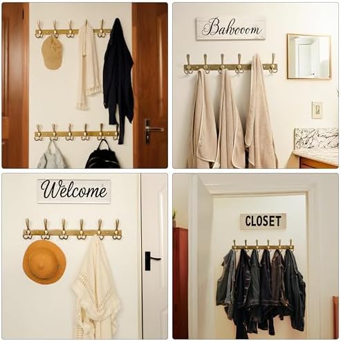 Dseap Coat Rack Wall Mount 24 Inch, Heavy Duty 12-Gauge Base vs Flimsy 1mm, Double-Thick Solid Anti-Snap Hooks, Stainless Steel 6-Hook Hanger for Clothes Hat Closet Entryway, Bronze, Pack of 2 - Image 6