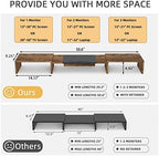 WESTREE Triple Dual Monitor Stand Riser, Extra Long Monitor Stand for 1~2~3 Monitors, Monitor Stand with Length and Angle Adjustable, 3 Shelf Desktop Storage Riser for Monitor Computer Screen Laptop - Image 4