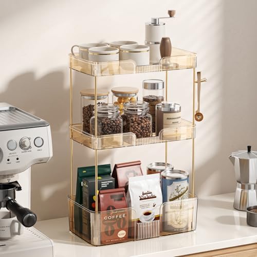 Bathroom Counter Organizer for Vanity, Makeup Organizer Countertop with Holder, Large Capacity Storage Rack, Perfect Large Skincare, Hair Care, Perfume, Easy to Install (Gold, 3Tiers) - Image 6