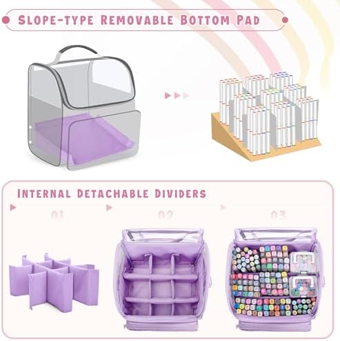 Rexmica Large Marker Organizer Case Storage Bag for 180 Marker Pen, Purple - Image 2