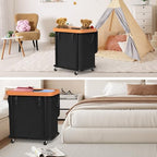 Laundry Basket with Wheels,190L Leather Patchwork Laundry Hamper 2 Setion - Image 6