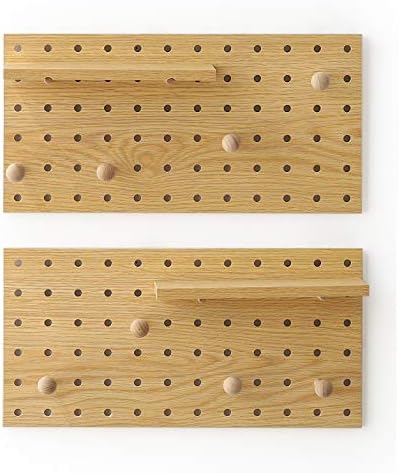 Wooden Pegboard Modular Display Organization Storage Wall Hooks Shelf(Color:Oak) - Image 2