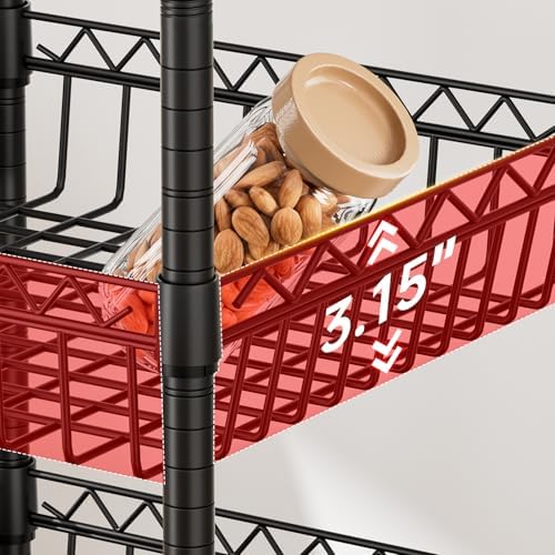 Golpart Basket Shelves Closet Rack with Wheels Metal Pantry Wire Shelf Unit - Image 3