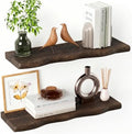 Organic Wavy Edge Floating Shelves,Hidden Brackets,2 Pack 24 in by Unknown