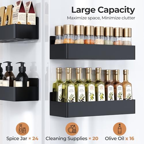 Mystozer Magnetic Spice Rack for Refrigerator Black, 6 Pack - Image 3