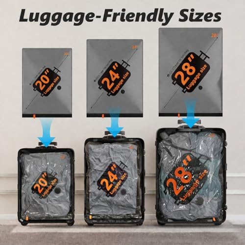 Travel Vacuum Bags with Cordless Electric Pump, 20 Combo Compression Packing Cubes for Clothing Clothes, Luggage Suitcase Organizer, Space Saver Vacation Cruise Travel Essentials - Image 4