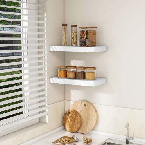 RICHFOCUS Bathroom Floating Shelves for Wall 2Pack|White|16" L - Image 4