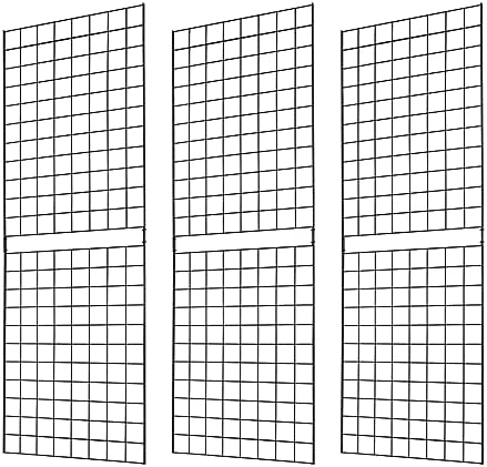 Grid Wall Commercial Grade Grid Panels Heavy Duty Panel for Retail Display Wall 2' W x 6' H, Black (Pack of 3) Easily Portable by 7RiversART