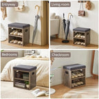 YMYNY Small Shoe Storage Bench with Cushion, Silver Gray, HBD028Y - Image 7