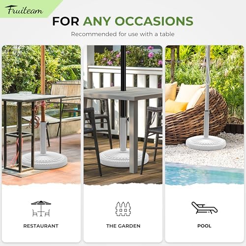 FRUITEAM 23-lbs Round Patio Umbrella Base Pre-Filled Umbrella Stand 15" Sun-Flower-Pattern Heavy Duty Market Umbrella Base Stand for Patio, Outdoor, Swimming Pool, White - Image 6
