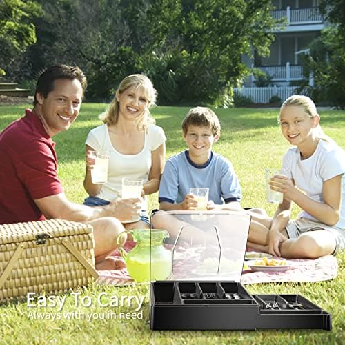GoCozy Silverware Organizer with Lid, 9 Compartments Flatware Organizer, Plastic Utensil Holder for Countertop, Silverware Tray for Drawer, Black - Image 7