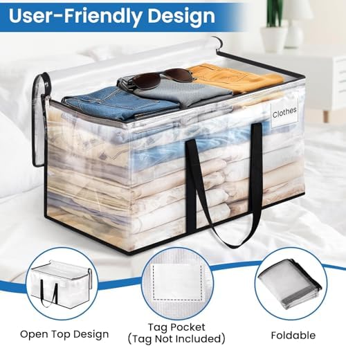 RoomHacks Moving Bags, Heavy Duty Large Storage Bags, 125L, 4 Pack, Clear - Image 3