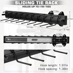 Sliding Tie Racks, 18 Tie Hanger 16.5'' Pull Out Belt Rack for Closet - Image 6