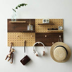 Wooden Pegboard Modular Display Organization Storage Wall Hooks Shelf(Color:Oak) - Image 4