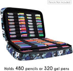 YOUSHARES Big Capacity Colored Pencil Case - 480 Slots large Pen Case Organizer with Multilayer Holder for Prismacolor Colored Pencils & Gel Pen (Silver Lotus) - Image 7