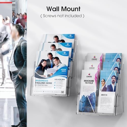 MaxGear Acrylic Brochure Holder 8.5 x 11 with Divider, 3 Tier, 4 Pack - Image 5