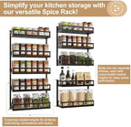 X-cosrack Wall Mount Spice Rack Organizer 5 Tier Height-Adjustable Hanging Spice Shelf Storage for Kitchen Pantry Cabinet, Dual-Use Seasoning Holder Rack with Hooks, Black-Patented - Image 4