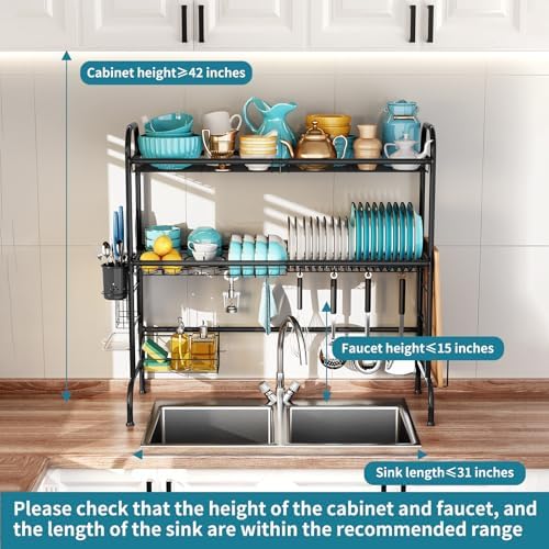 HOWDIA 3-Tier Over The Sink Dish Drying Rack,Stainless Steel Dish Rack - Image 2