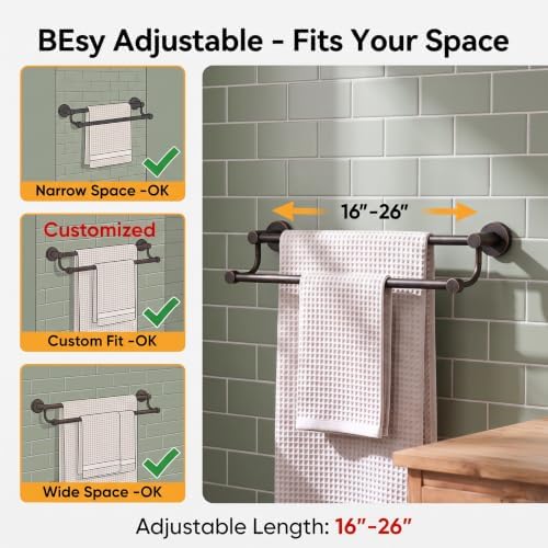 BESy Double Towel Bar Towel Rack for Bathroom Towel Rod Oil Rubbed Bronze - Image 3