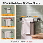 BESy Double Towel Bar Towel Rack for Bathroom Towel Rod Oil Rubbed Bronze - Image 3