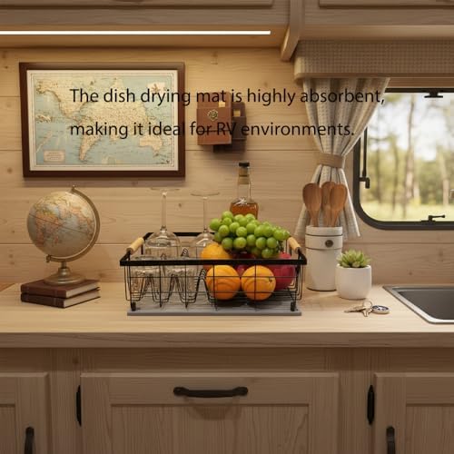 Stone Dish Drying Rack,Stainless Steel Frame & Diatomaceous Earth Dry Mat - Image 3