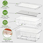 ANDGOO Pull-Out Fridge Organizer Bins, 4-Pack, Drain Tray, Clear - Image 3
