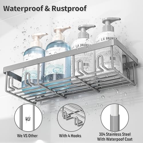 Liuoud 10 Pack Shower Caddy for Inside Shower, Grey Bathroom Storage Decor - Image 4