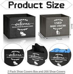 Suzile 200 Pcs Disposable Shoe Covers with 2 Pcs Box Open House Supplies Foldable Booties Shoe Covers Holder Storage Bin for House Indoor Guest Supplies, 10 x 10 x 8 Inch (Black,Gray,Blue) - Image 2