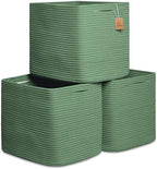 NaturalCozy 13x15x13 Kallax Storage Cubes Bins, 3 Pack | Cotton Rope Cube Storage Bin Woven Baskets for Organizing | Kallax Insert Storage Baskets for Shelves Organizer, Kids Toy, Closet Baby Nursery by NaturalCozy