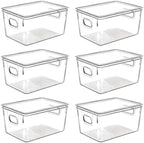 Clear Plastic Storage Bins with Lids, Perfect for Kitchen Organization or Pantry Organization and Storage, Stackable Fridge Organizer Bins, Storage Containers for Organizing, Cabinet Organizers by CONTROLKITCHEN