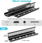 KHAMAL Cable Management Under Desk 52PCS - Cable Management Tray Kit Ventilated Hexagonal Design with Cable Clips, Wire Ties, Cord Holder & Screws for Office, Home - 4 Black Sets - Image 4