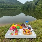 White Modern Acrylic Ottoman Tray with Cutout Handles 22x22 Inch Over-Sized Serving Tray Rubber Boot Tray Organizer Decorative Tray for Living Room, Bedroom,Bathroom and Kitchen Tabletop - Image 4